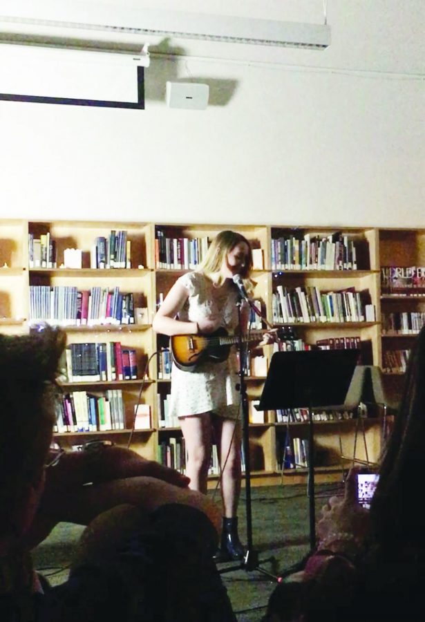Senior Avalon Hester performs at Coffee House on March 14. Coffee House provided a venue for the UPrep community to come together to experience the creative talents of others.
