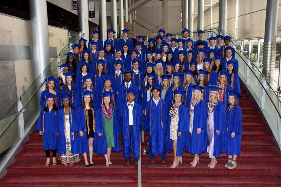 The Class of 2019 poses for a photo at their graduation last June. Traditionally, the outgoing senior class graduates in a June ceremony at McCaw Hall.