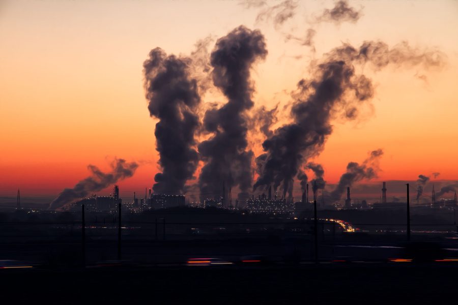 Factories with on-site workers have been closed, greatly cutting carbon emissions