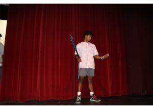 Sophomore Tyson Scott contemplates whether to participate in fall sports or the musical. Many students have had this problem.