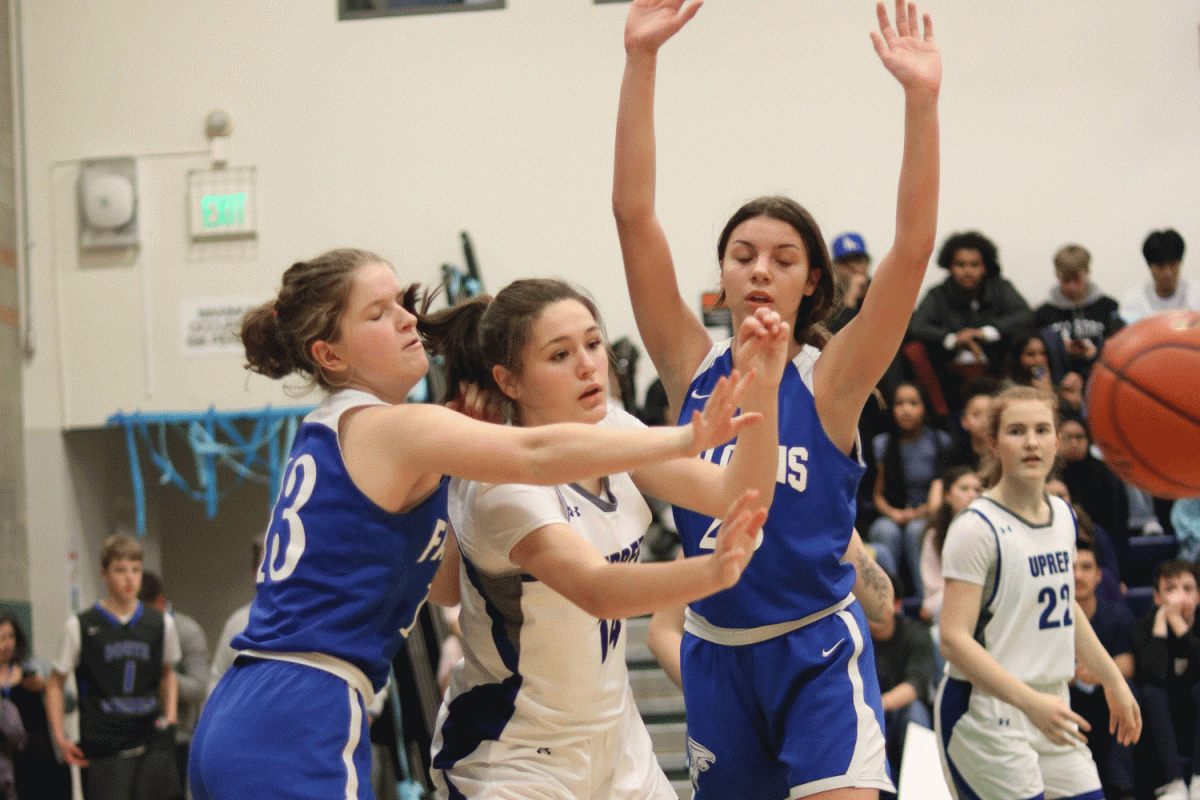 Junior Sara Jackson reaches for a pass during the senior night game against South Whidbey.

