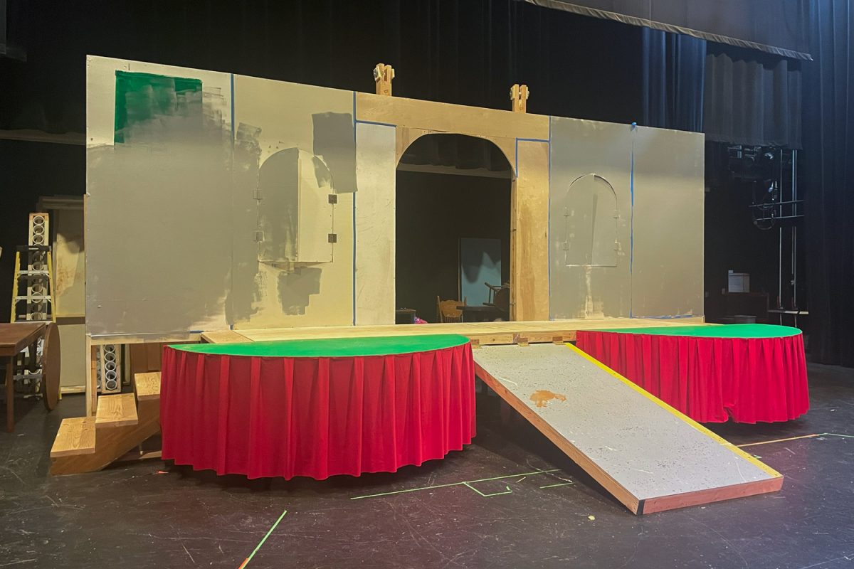 The main set piece for the upper school musical, Spamalot