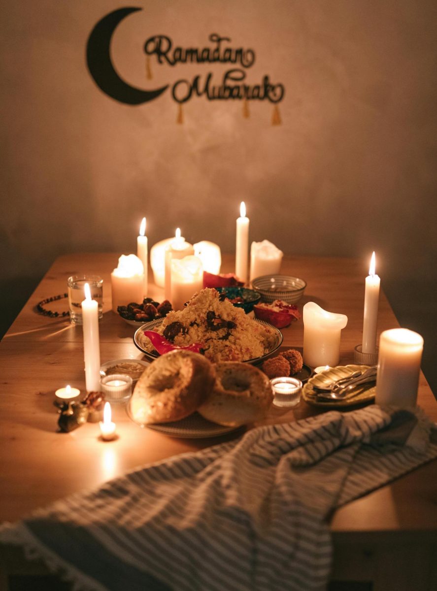 A table set with a traditional dinner for Ramadan