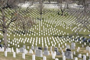 Gravestones at Arlington National Cemetery. According to the Arlington National Cemetery, over 400,000 soldiers are buried at the cemetery.