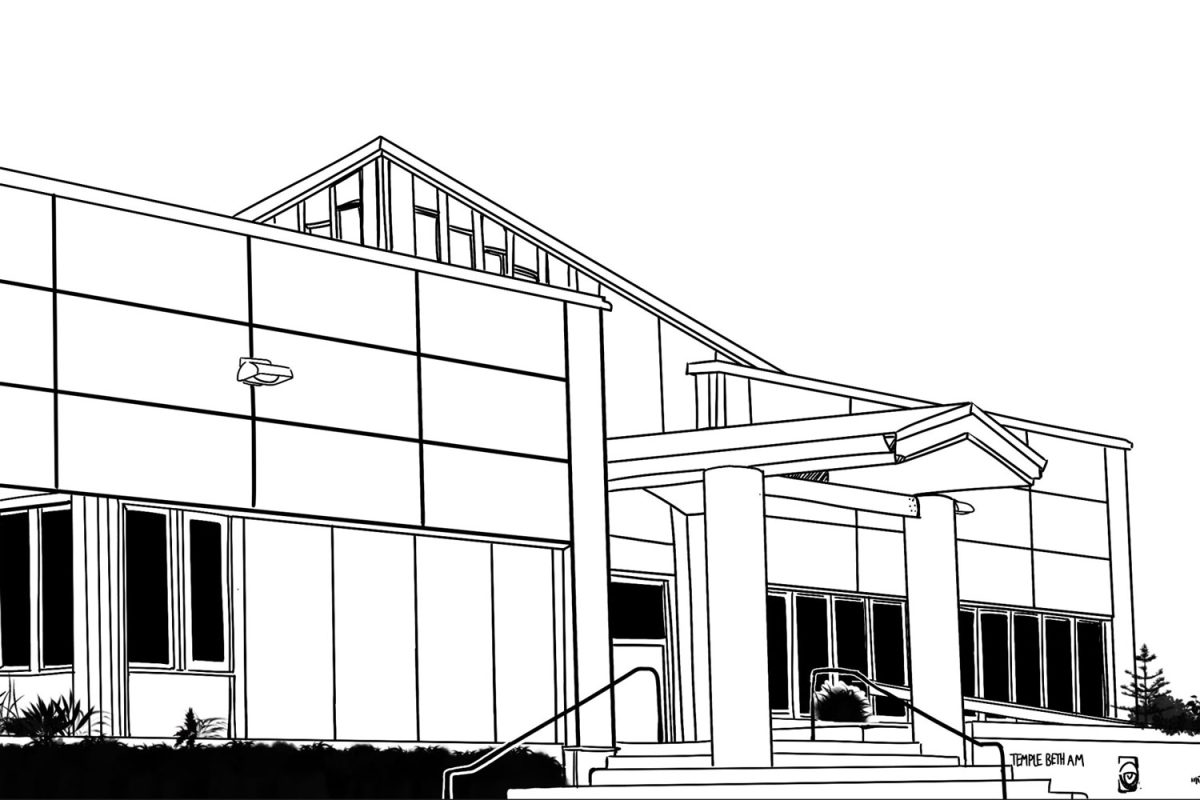 Temple Beth Am sketch; located next door to UPrep, the temple celebrates it's 70th anniversary this year.